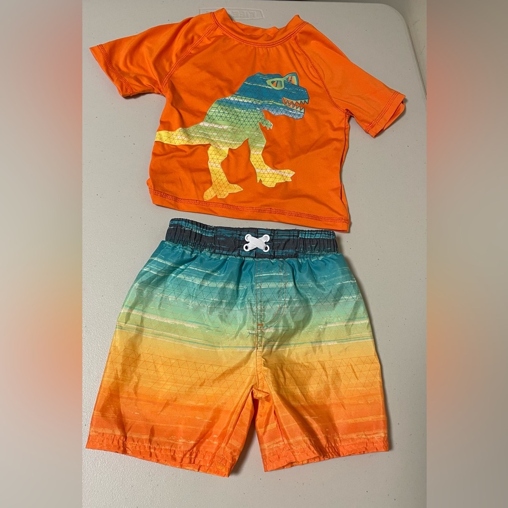 Kids Orange Dinosaur Swim Set